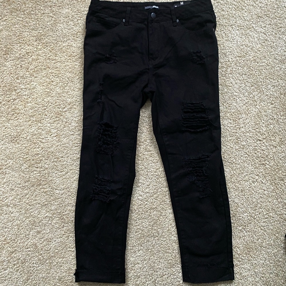 Black ripped boyfriend jeans